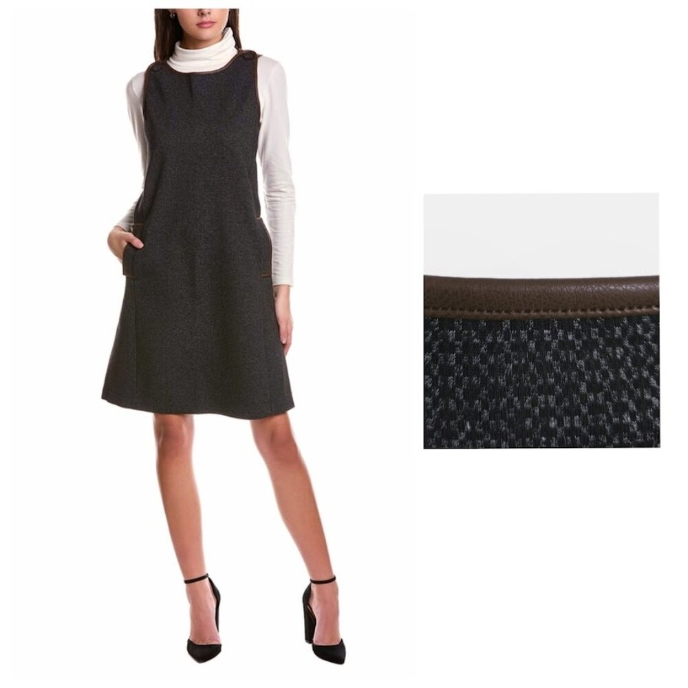 NWOT J. Mclaughlin Dinah Shift Jumper Dress Knit Faux Leather M